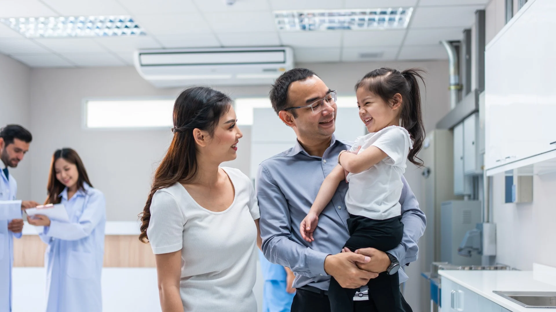A family arriving for an appointment